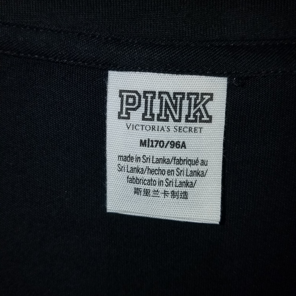 VICTORIAS SECRET PINK black bling logo campus tee - Picture 7 of 7